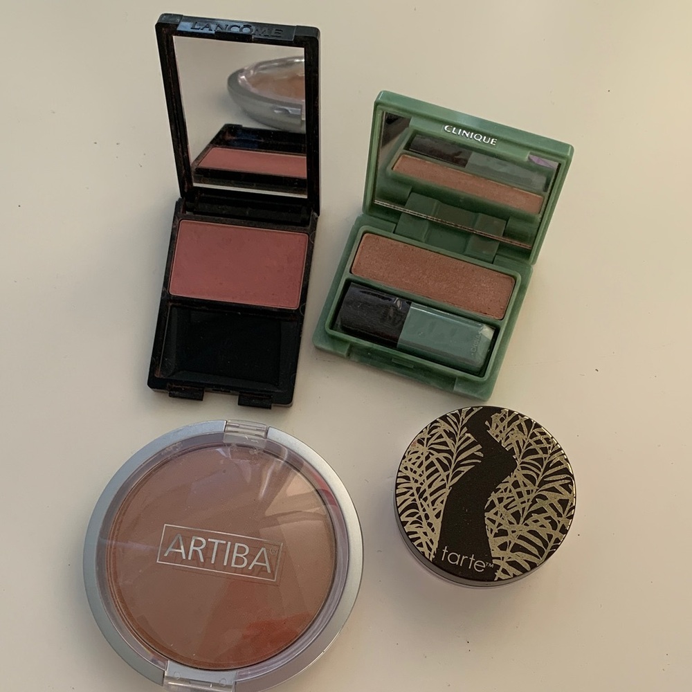 Assortment of bronzer, blushes, powder- Lancome, Clinique, Tarte, Artiba